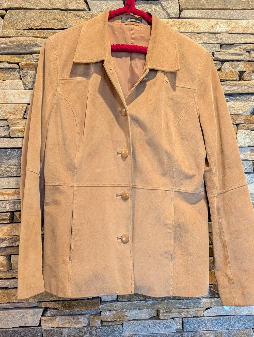 Women's Liz Claiborne Blonde Genuine Suede Button-Front Jacket/Blazer Size 12